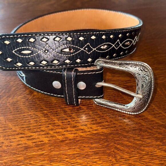 Children’s Western Rodeo Cowboy Belt Genuine Leather Youth Western Belt Stamped - Picture 1 of 14